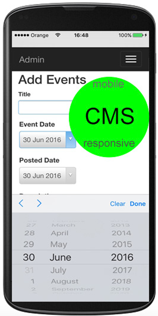 Smartphone showing mobile responsive cms