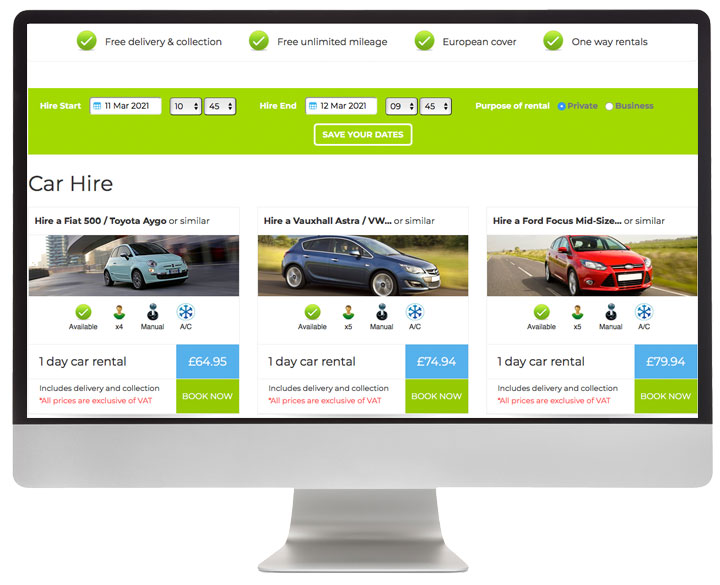National Vehicle Hire website development